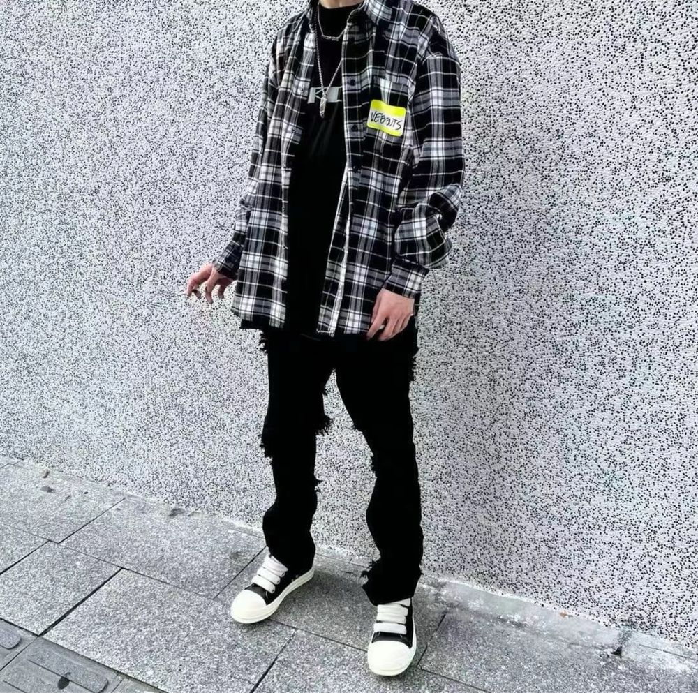 Рубашка VETEMENTS унисекс в клеточку клетка оверсайз байковая