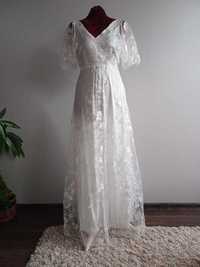 Suknia ślubna  boho haftowany tiul