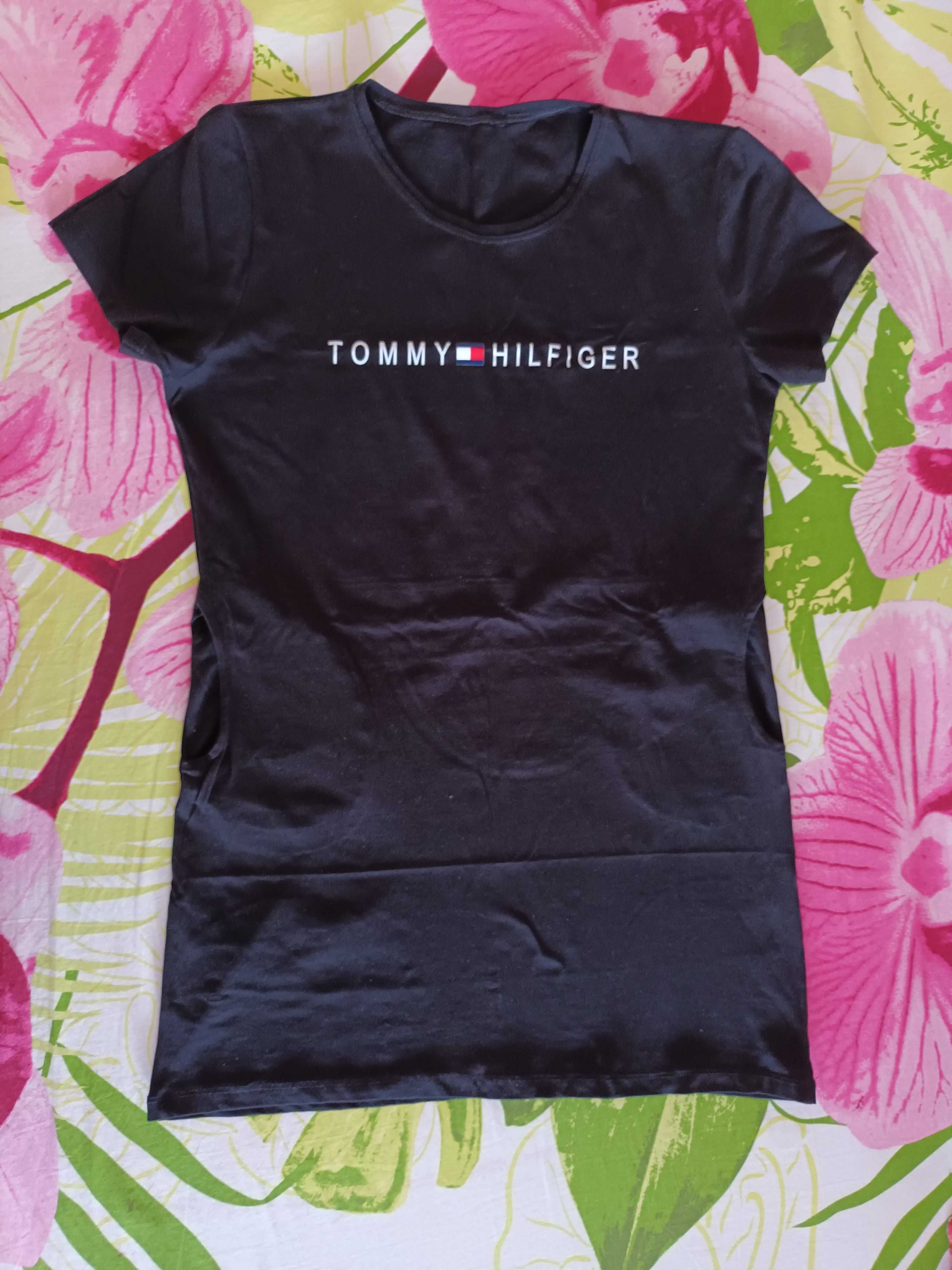 Nowa sukienka tunika M/L z napisem Tommy Hilfiger czarna, bawełna