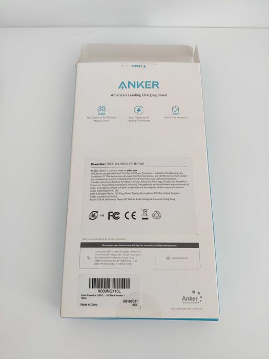 Cabo Anker USB 3.0 para USB C 3 metros