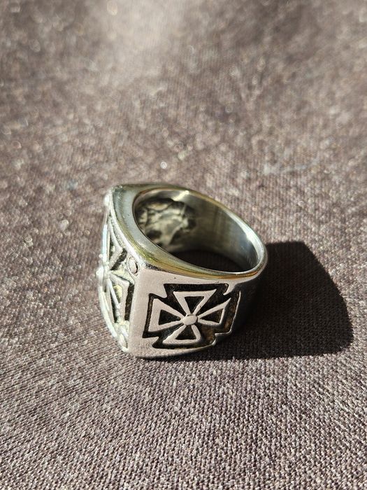 Anel Aço Inox Cruz Templários Usado
