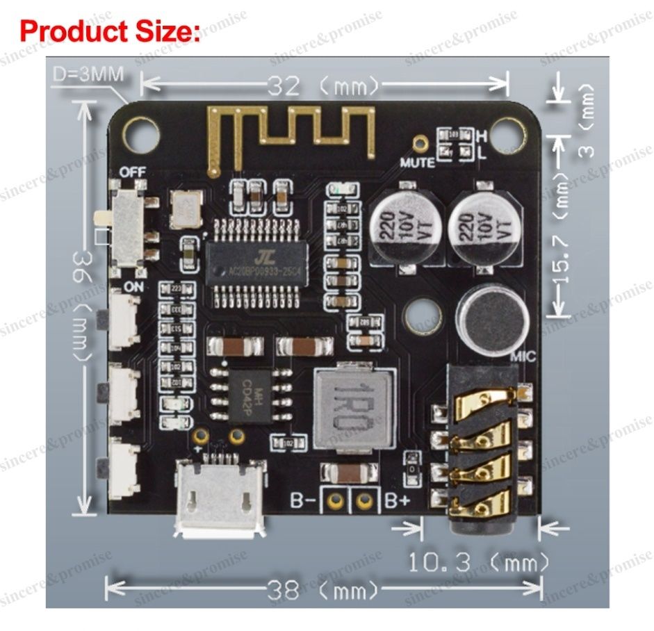 Bluetooth аудио приемник  5,0 MP3 + пульт, микрофон. TF - card.