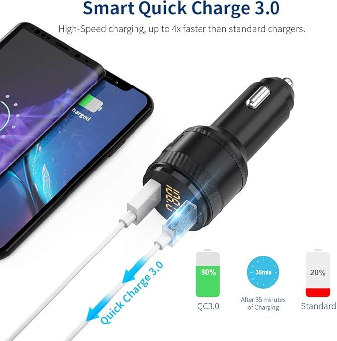 adapter z 2 portami usb car kit qc3.0 bluetooth