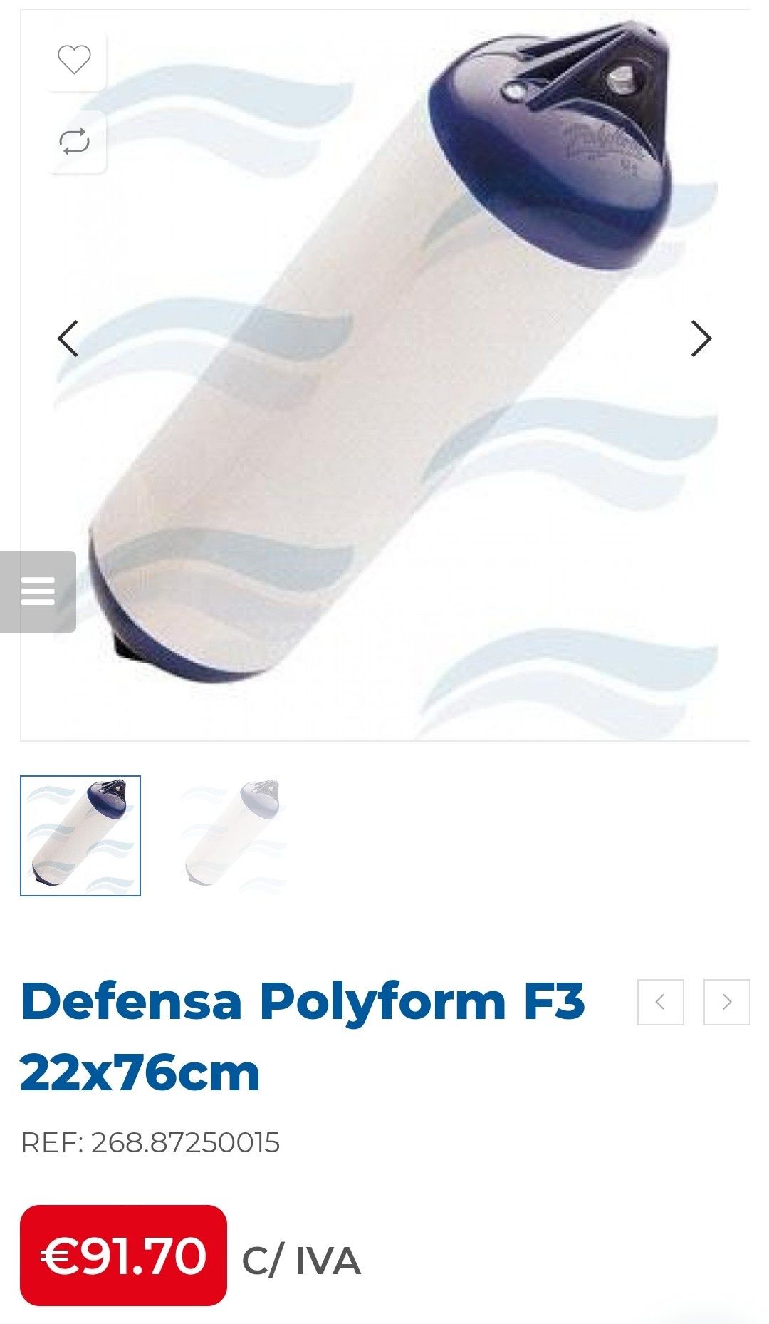 Defensa Polyform F3 22x76cm