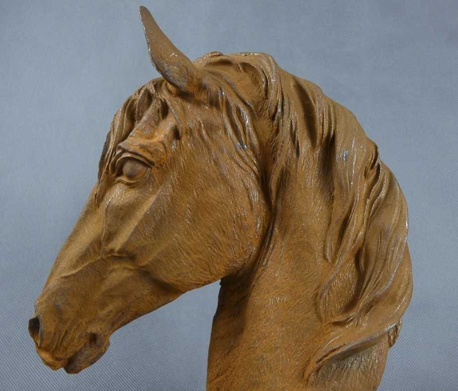 GŁOWA KONIA koń żeliwo Figura rzeźba statuetka ogród płot pos. 2sztuki
