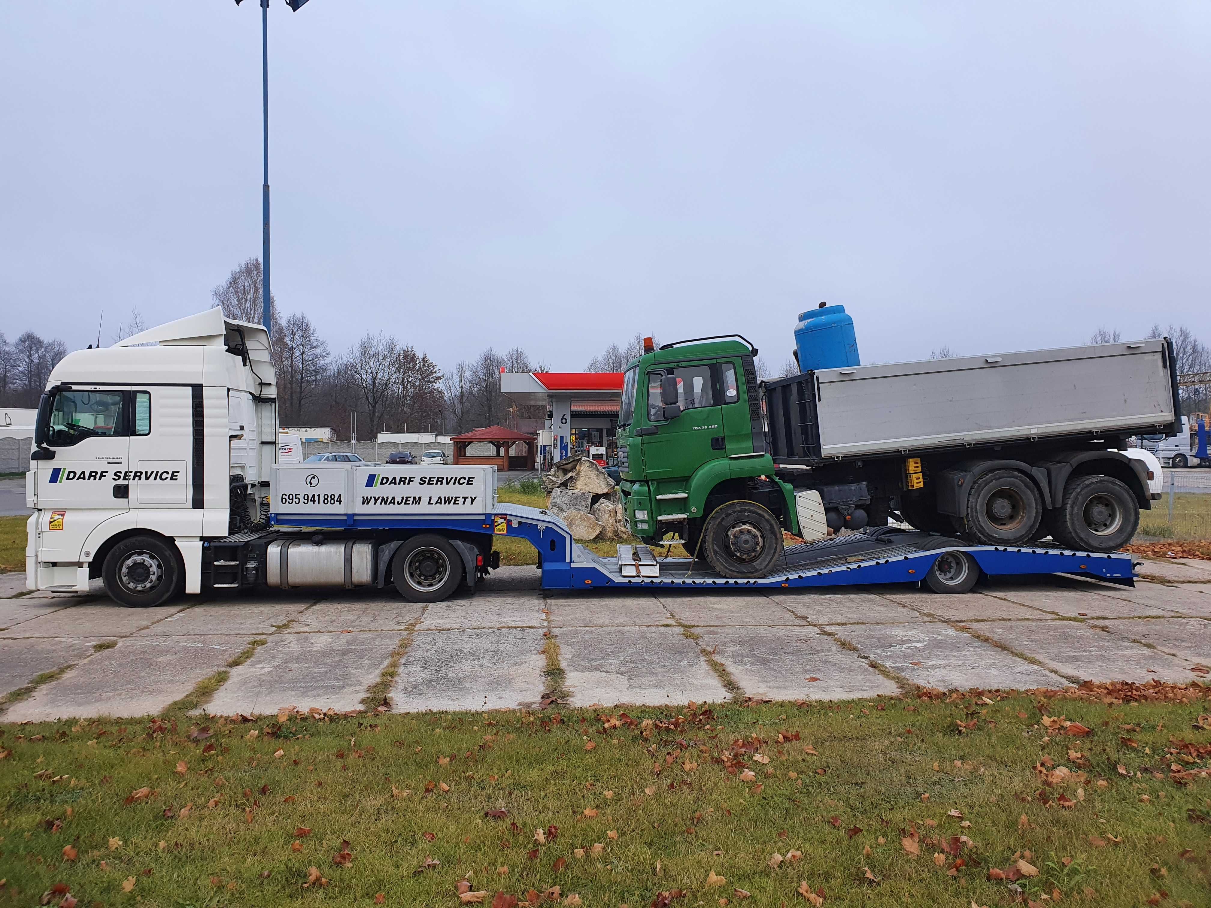 Wynajem lawety laweta niskopodwozie ciągnik TIR Rybnik