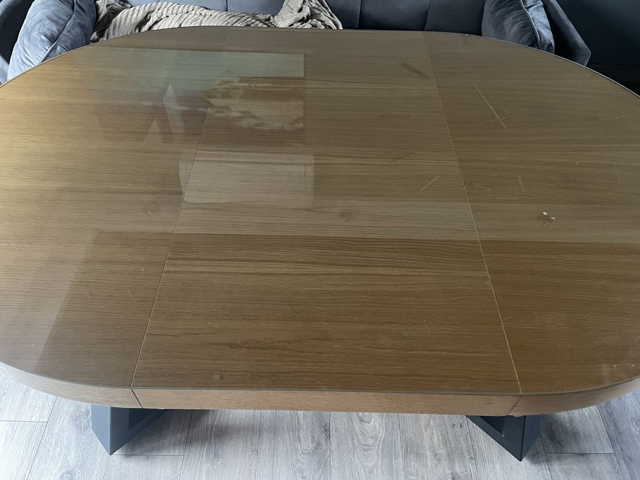 Stol loft okragly i owalny rozkladany z szybą