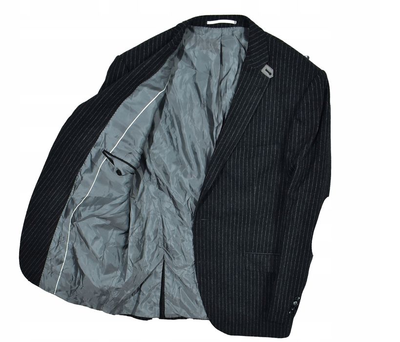 Digel Szara Wełniana Marynarka Męska W Paski 28