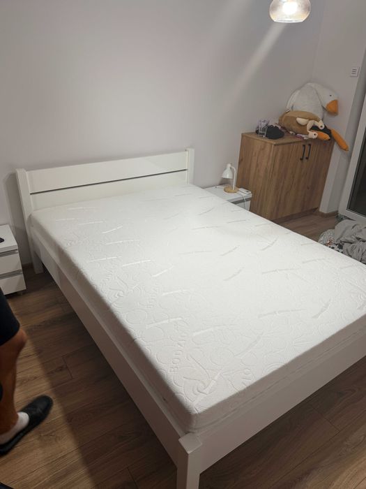 Łóżko dwuosobowe 140x200 AGATA z materacem - KOMPLET Z BODZIO Jak nowy