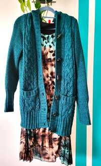 Sweter kardigan Divided by H&M piękna zieleń szmaragdowa