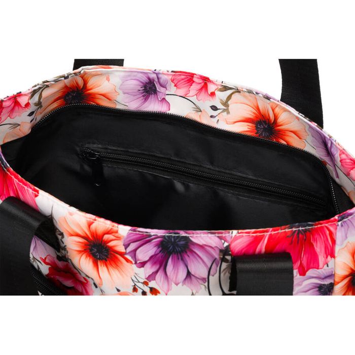 torba materiałowa shopper w kwiaty z szerokim paskiem - rovicky