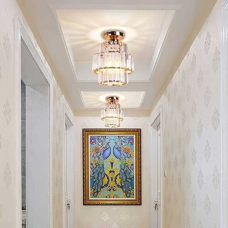 Plafon sufitowy kryształowy złoty lampa