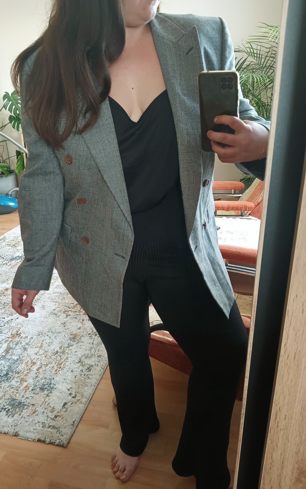 Elegancka damska marynarka plus oversize wiskoza szara wygodna 6xl