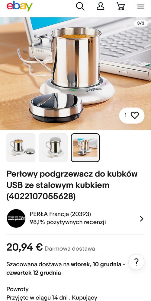 ‼️ Stalowy Kubek 200ml + Podgrzewacz Elektryczny do Kawy Herbaty mleka