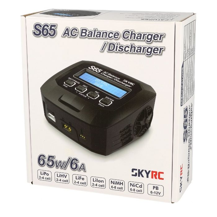 Carregador SkyRC S65 LiPo 2-4s 6A 65W