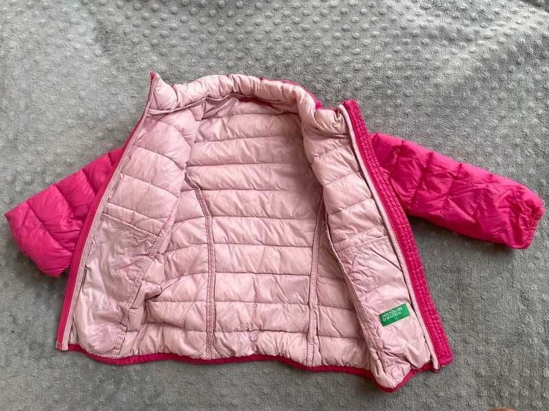Różowa kurtka pikowana Benetton 98cm/3y