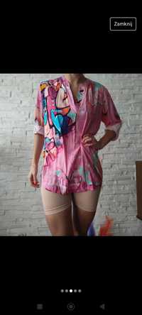 Tunika koszula Asymetryczna Luźna pastelowe odcienie hot pastele 
Rozm