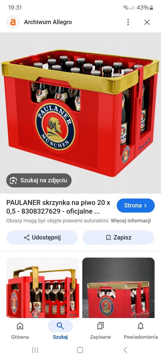 Skrzynka paulaner na piwo  rozkladana 2x10szt