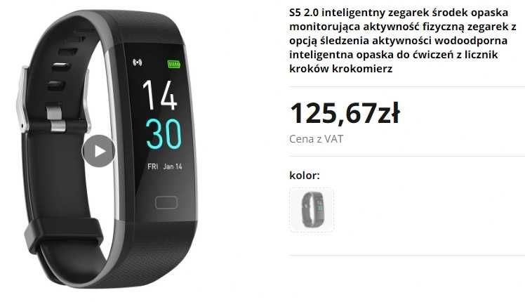 S5 Sports Inteligentny Zegarek Wodoodporna Bransoletka SmartWatch.