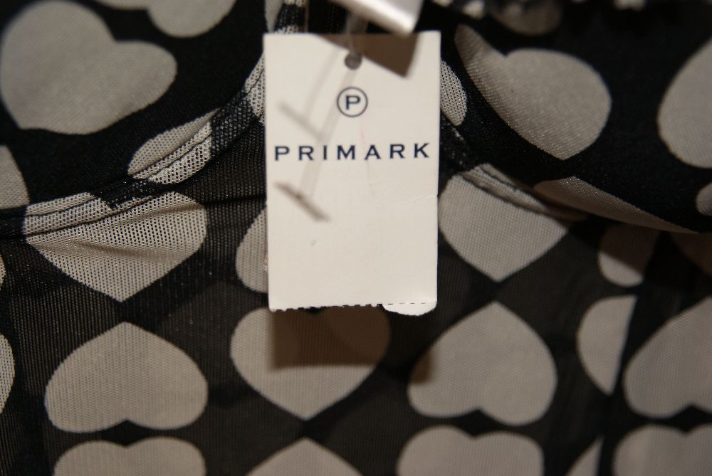 Koszulka/halka nowa NO SECRET PRIMARK, M, czarna w białe serca