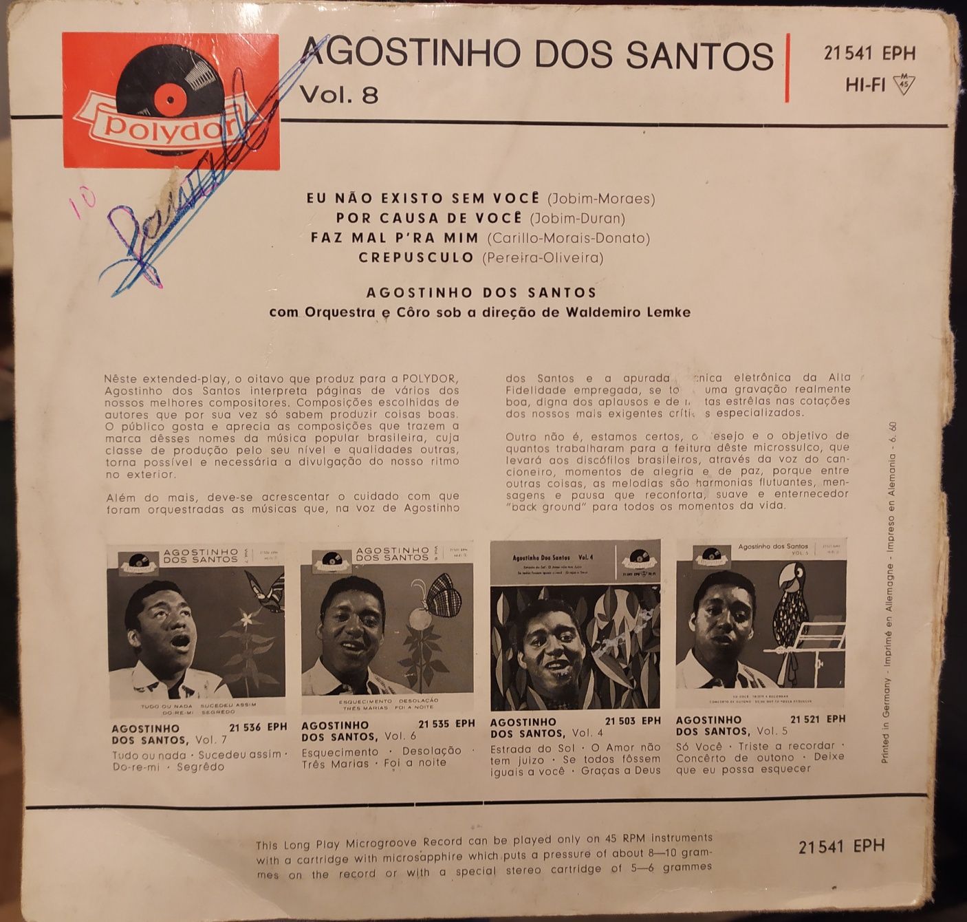 Vinil de Agostinho dos Santos vol.8