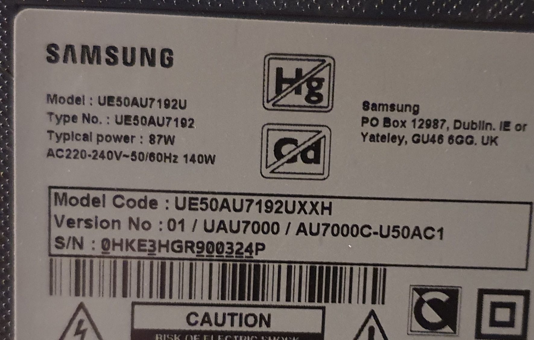 Smart TV 4K UHD 50" Samsung UE50AU7192