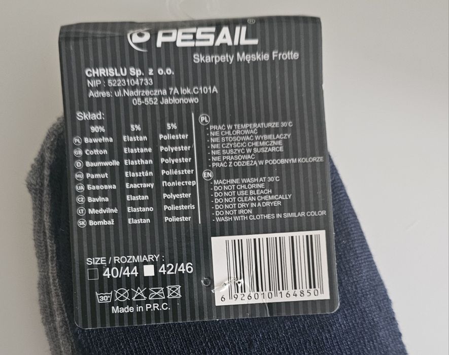 Pesail Thermo skarpety męskie r.42-46 4 pary