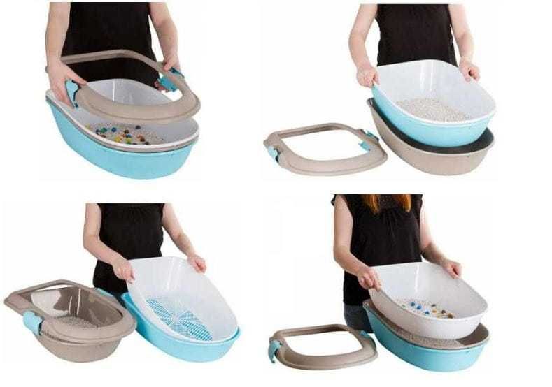 OUTLET Kuweta przesiewowa z sitkiem FURBA Brązowo-zielona 59x39x22cm