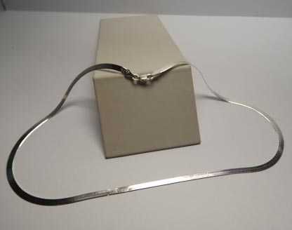 Srebrny łańcuszek płaska żmijka linka  46 cm. 3,4 mm.
