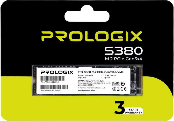 SSD диск Prologix S380 1TB M.2 2280 PCIe 3.0 x4 NVMe TLC