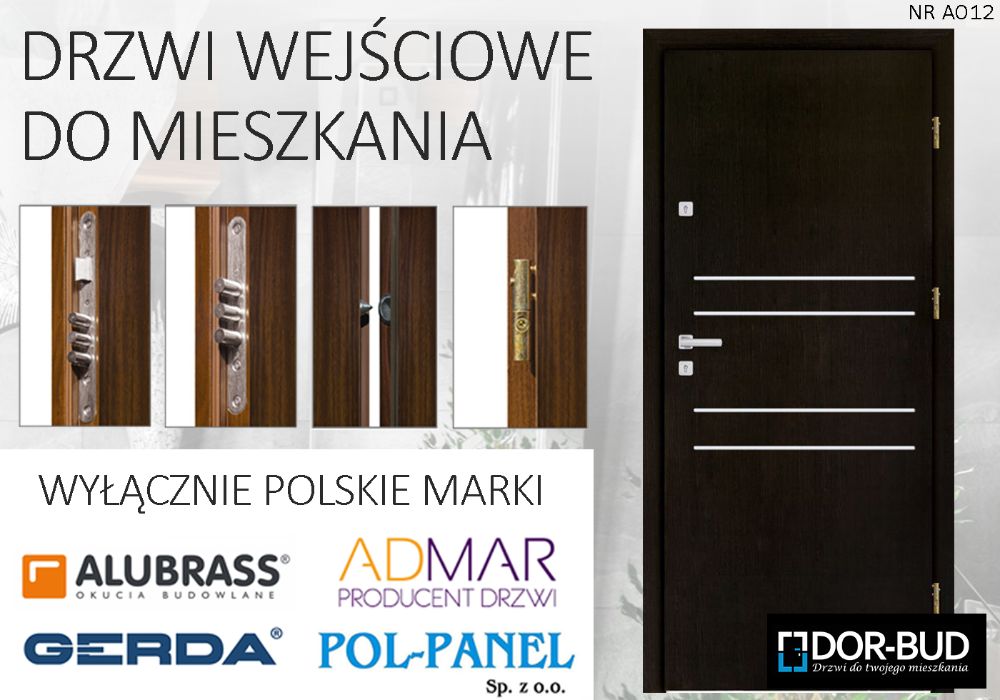 DRZWI WEJŚCIOWE do mieszkania, zewnętrzne, wewnątrzklatkowe z montażem