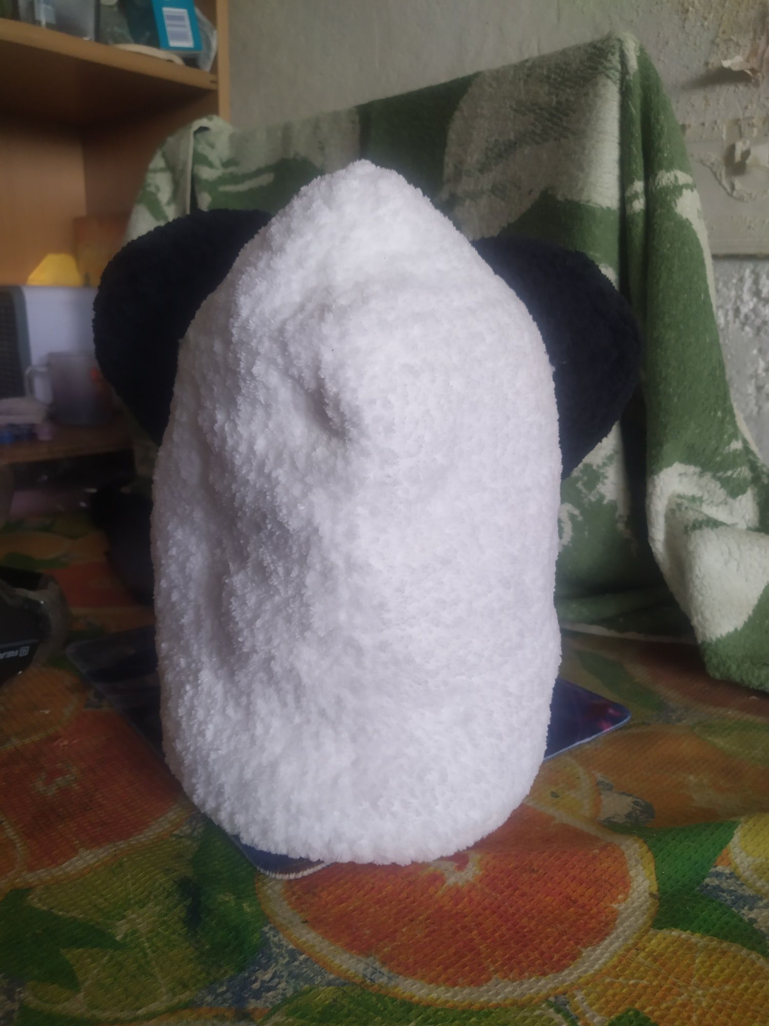 Вухата шапка зимова Панда (handmade)