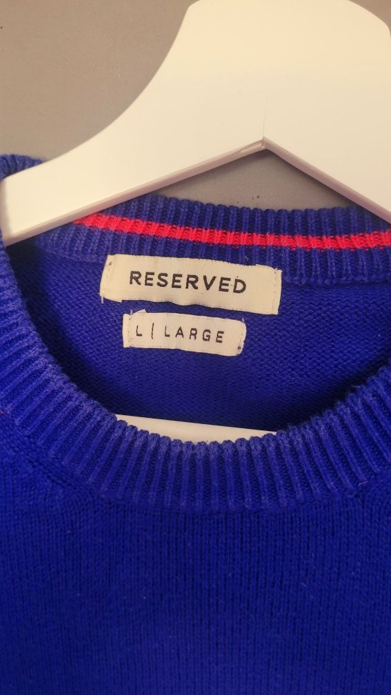Sweter męski L, Reserved 100 % bawełna granatowy elegancki