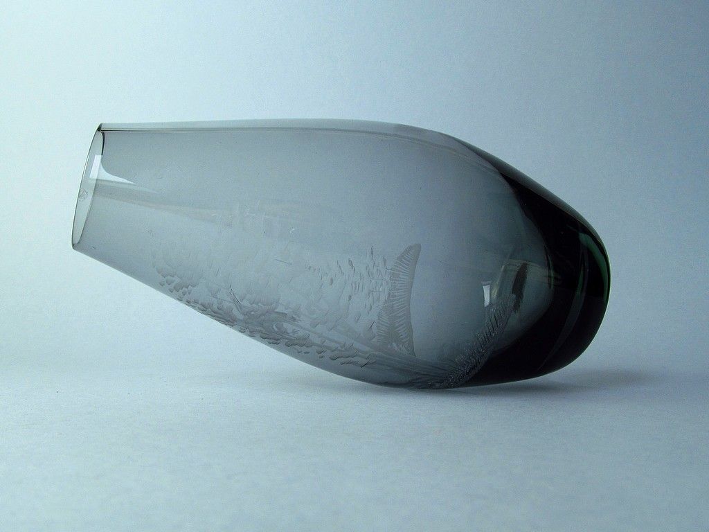 myśliwski grawerowany wazon szklany głuszec ptak