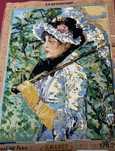 Tela bordada à mão. Reprodução da pintura de Édouard Manet-A Primavera