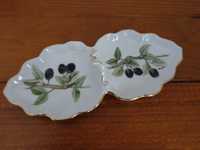 Prato azeitonas, porcelana pintada à mão