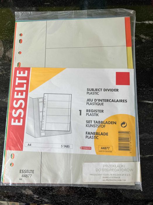 Kolorowe przekładki do segregatorów ESSELTE-nowe 3 komplety