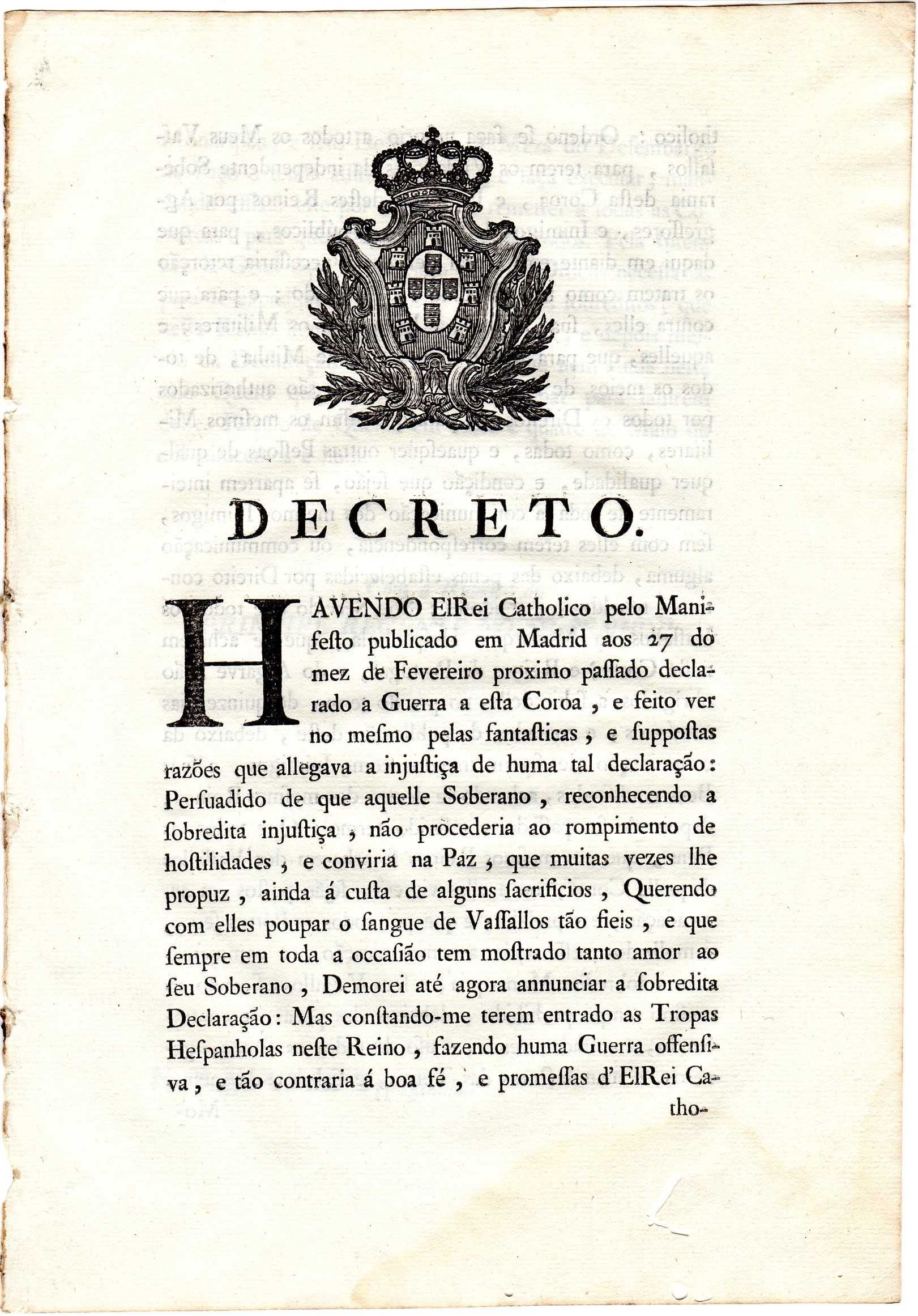 MUITO RARAS Declarações de Guerra e Paz com Espanha em 1801 (OLIVENÇA)