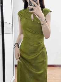 Olive green long skirt