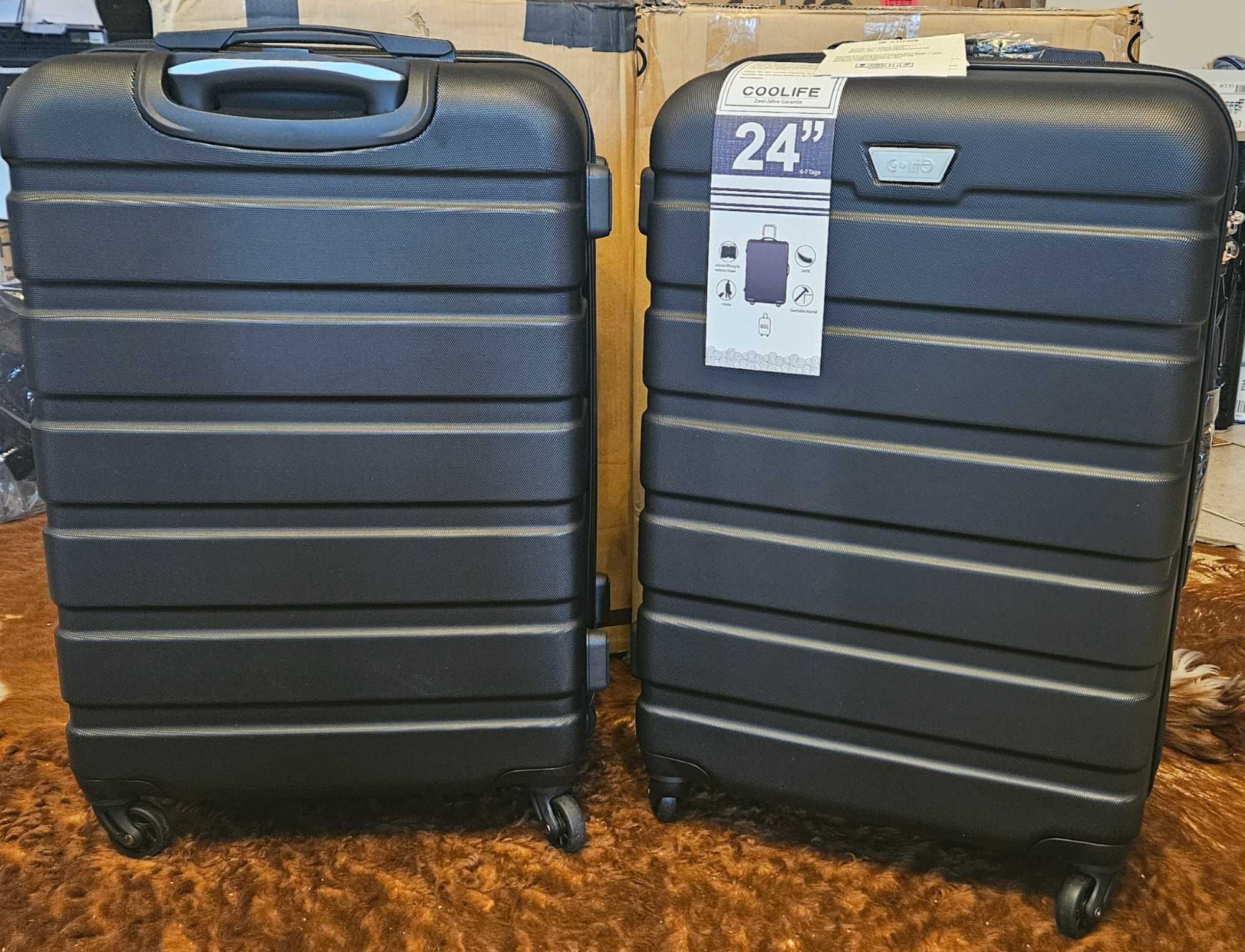 COOLIFE Twarda średnia walizka ABS, 67x46x26 60L zamek TSA CZARNA