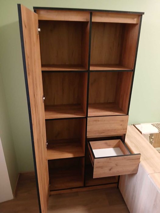 Акція до 31.10 Шкаф з відкритими полицями колір білий дуб крафт