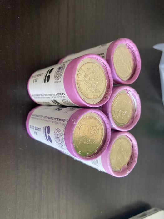 Rolos de moedas de 2€ comemorativas