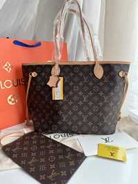 Torebka shopperka skórzana Louis Vuitton Neverfull luks monogram LV