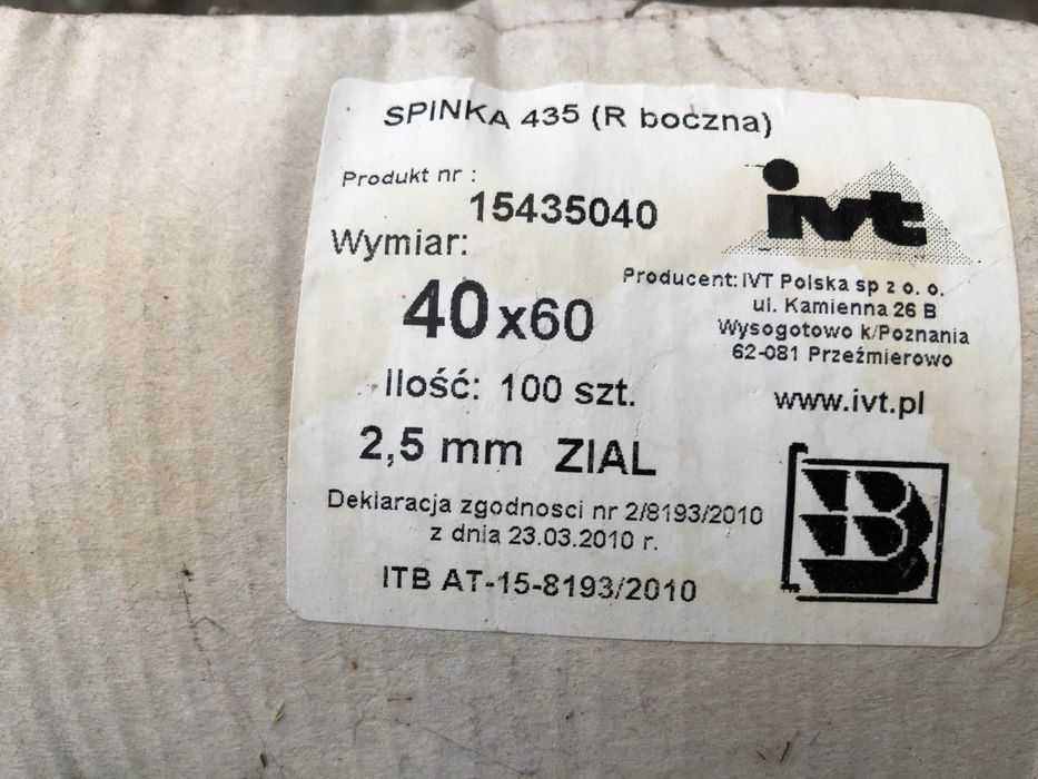 Spinka 435 (R boczna), wymiar 40x60, 2,5 mm ZIAL