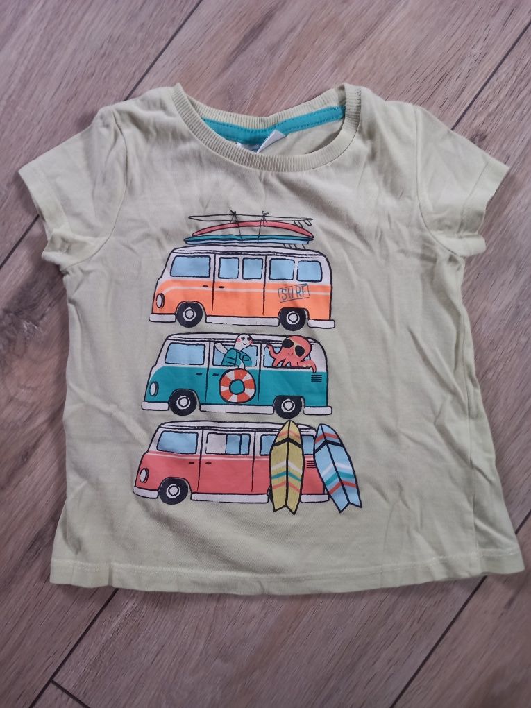 KOSZULKA żółta 86 t-shirt dla chłopca dziewczynki autobus auto bluzka