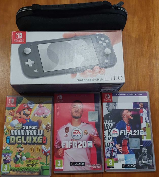 Nintendo Switch Lite+Cartão SD 256Gb+3 Jogos+Bolsa