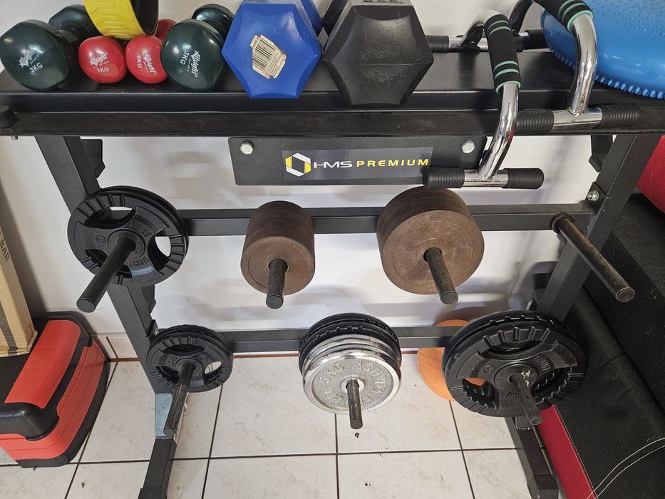 Kompletny Zestaw do Domowej Siłowni: Stojak HMS, Hantle