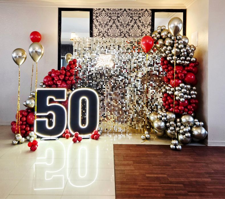 Studniówki, bale 8klasisty, przyjęcia- girlandy, ścianki balonowe