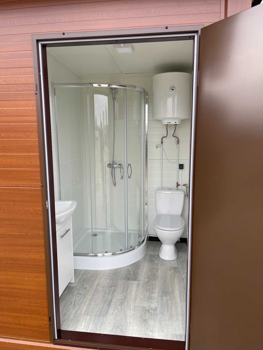 Pawilon sanitarny WC toaleta budka kontener natrysk prysznic camping