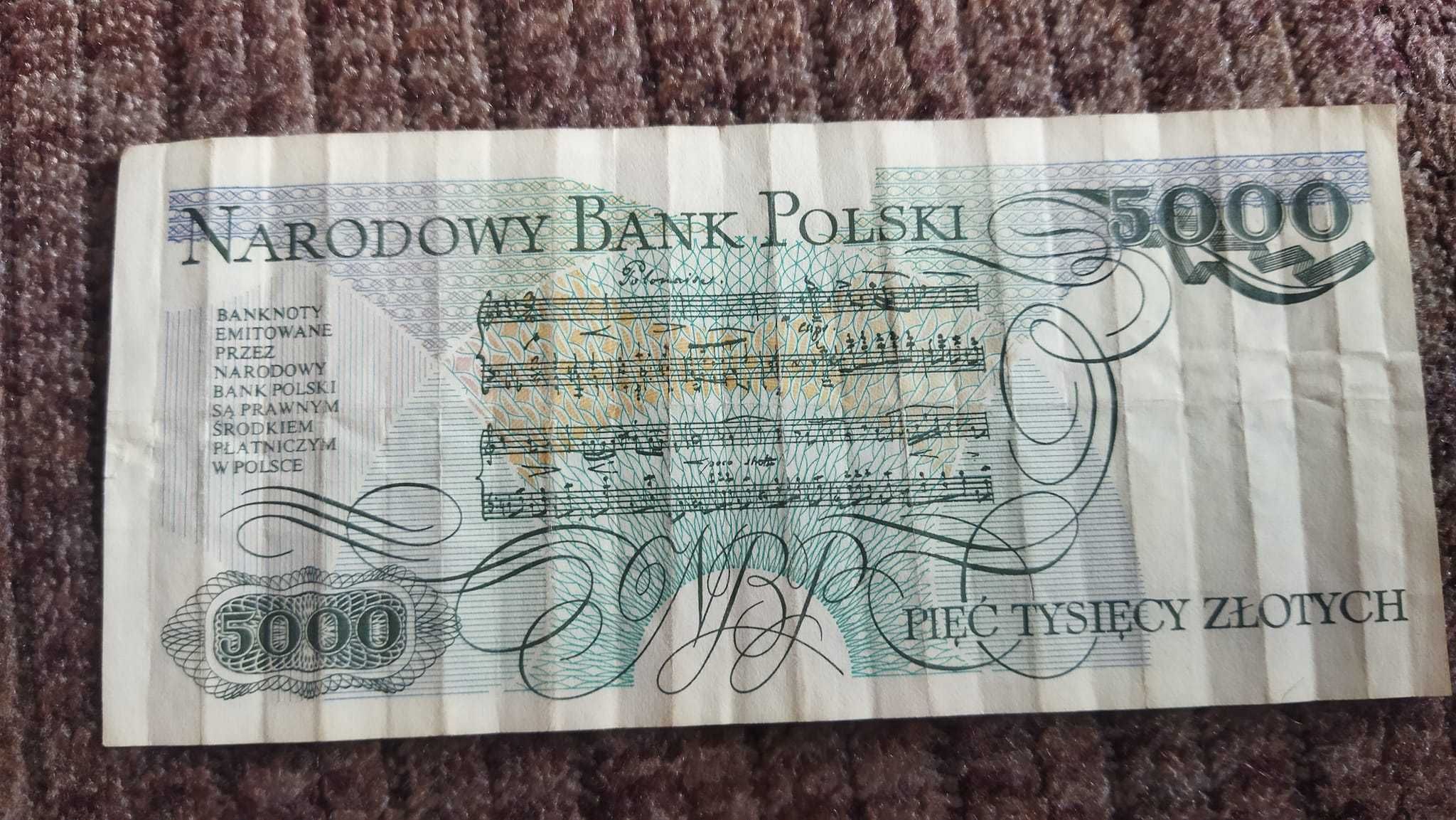 Banknot PRL 5000 zł seria DL 1982 Fryderyk Chopin